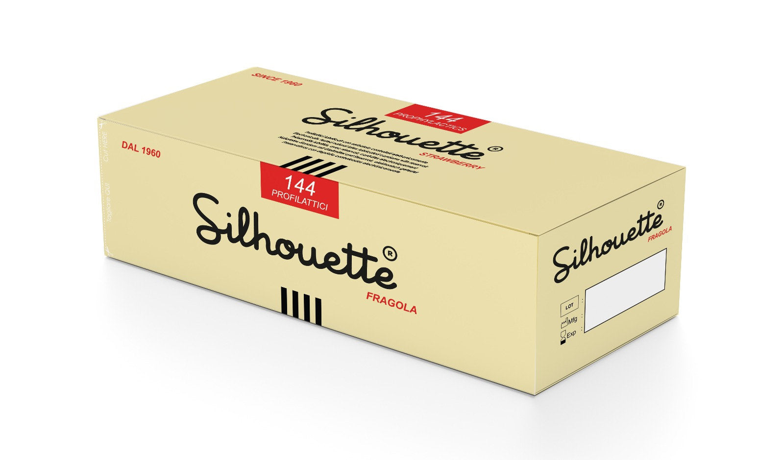 STRAWBERRY SILHOUETTE CONDOMS - 144 pieces