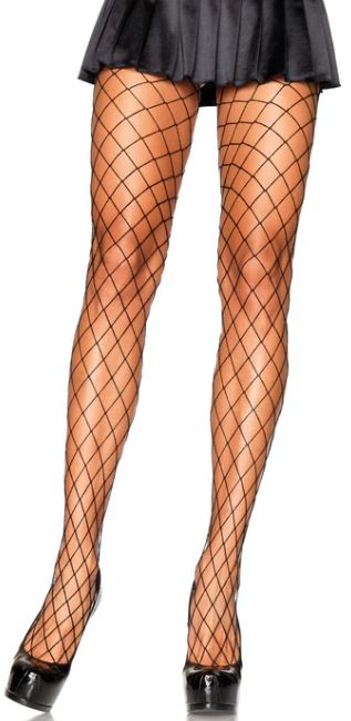 Black elastane fishnet tights with diamonds