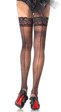 Black sheer hold-up stockings with back seam