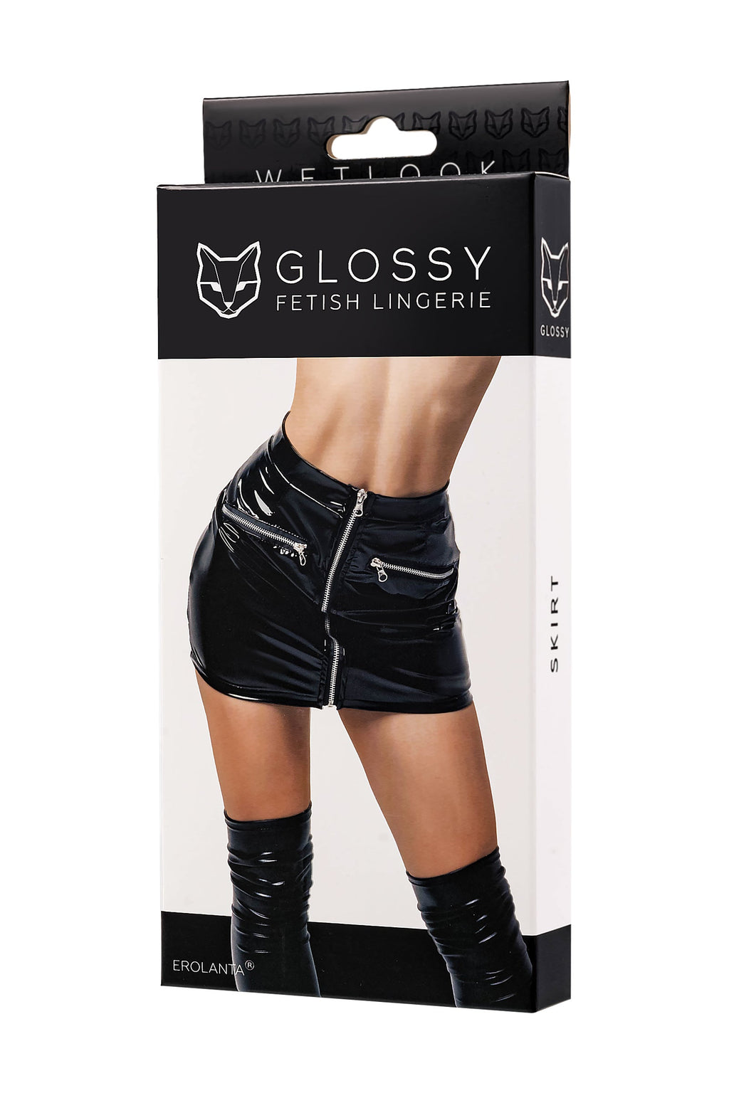 Glossy - Wet Look Skirt with Zip
