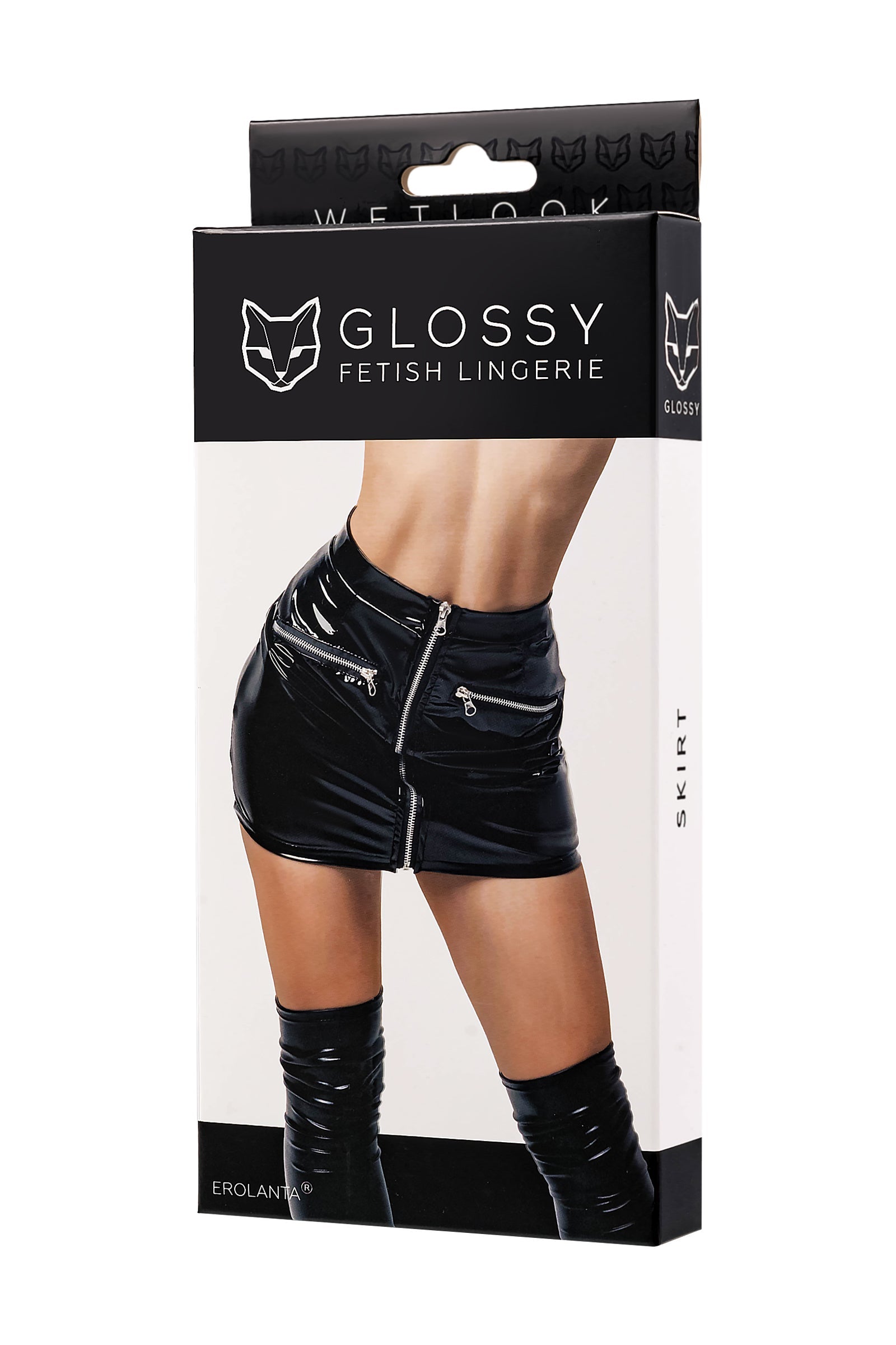 Glossy - Wet Look Skirt with Zip