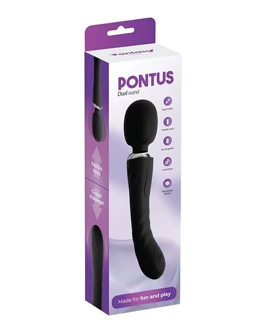 Fantasy Toys - 2-in-1 Wand and G-Spot Vibrator - Black - Pontus