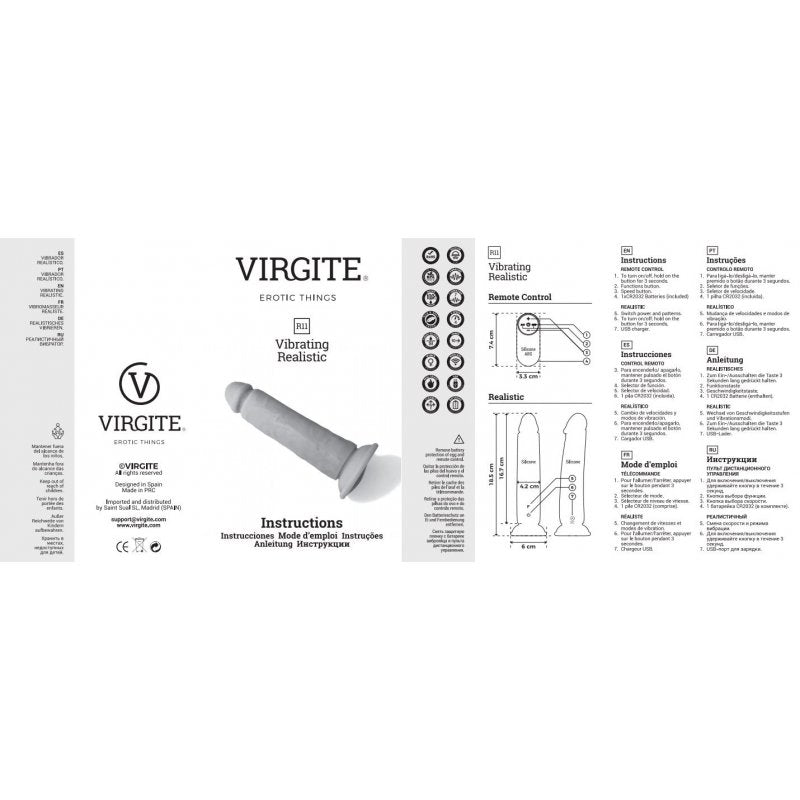 Virgite - Rechargeable Realistic Vibrator R11 - 5.5" - Purple