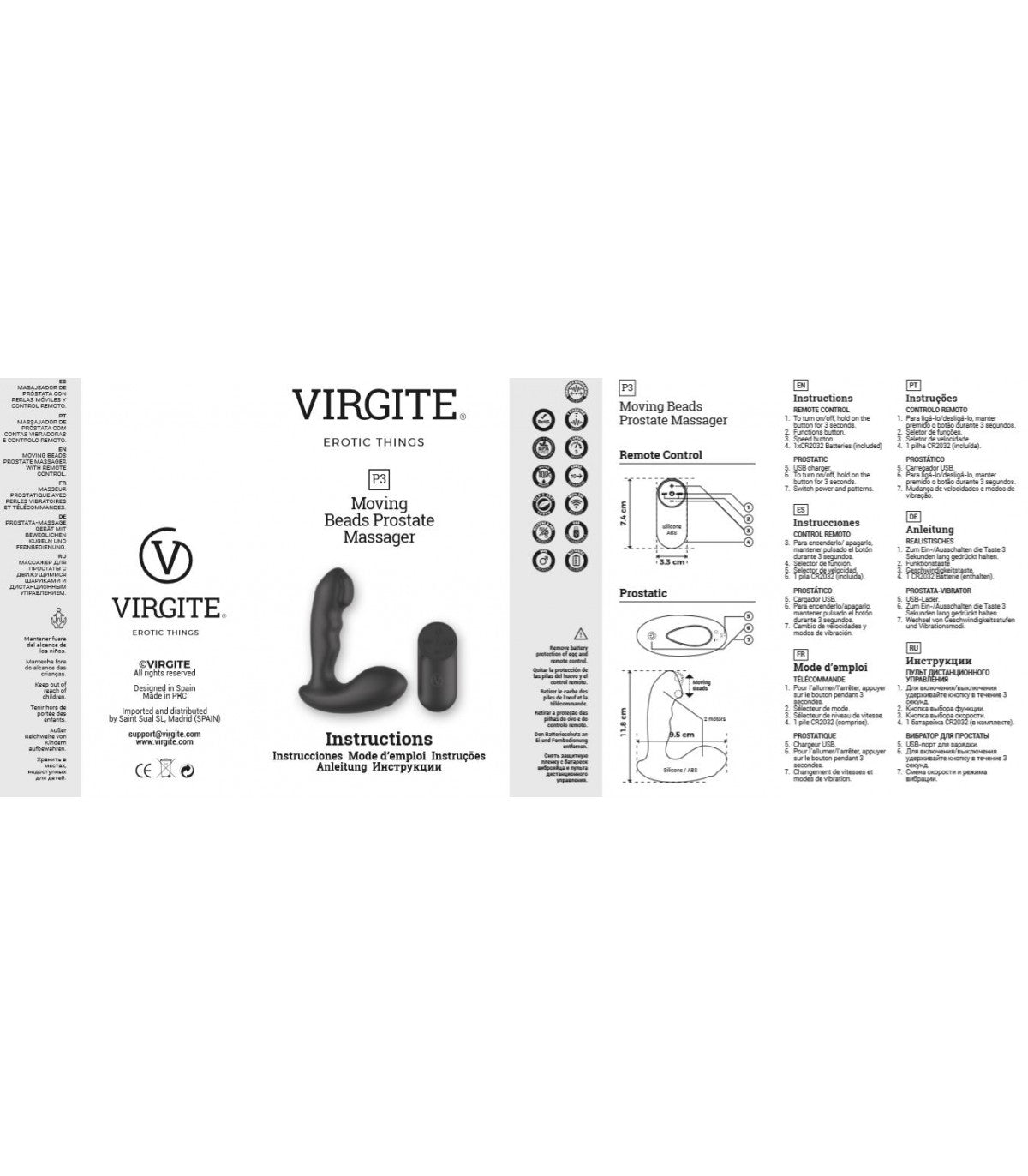 P3 PROSTATE VIBRATOR WITH REMOTE CONTROL