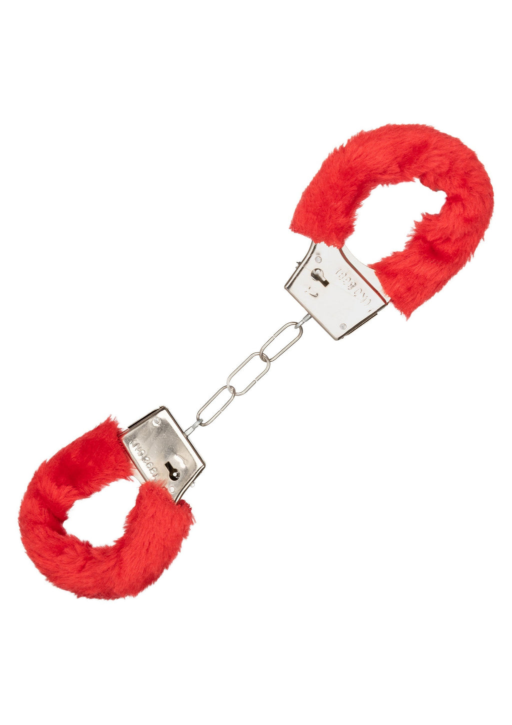 Playful red furry cuffs