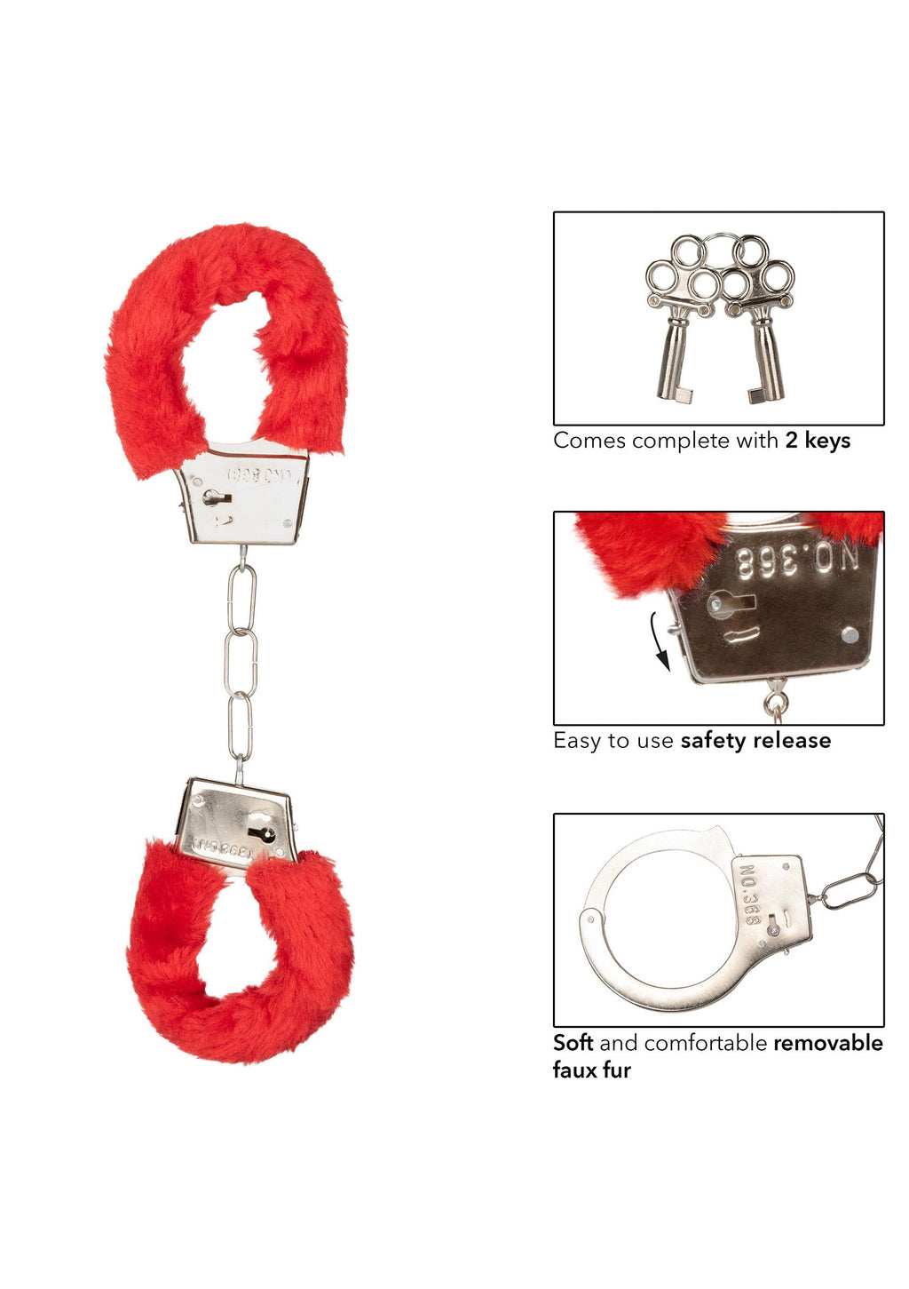 Playful red furry cuffs