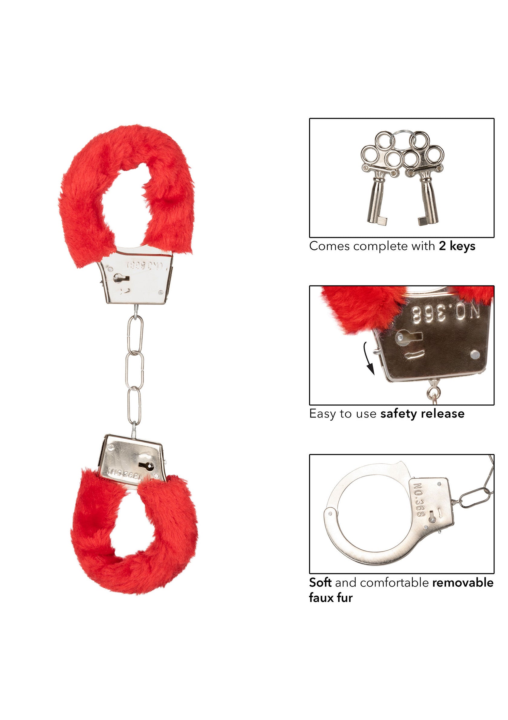 Playful red furry cuffs