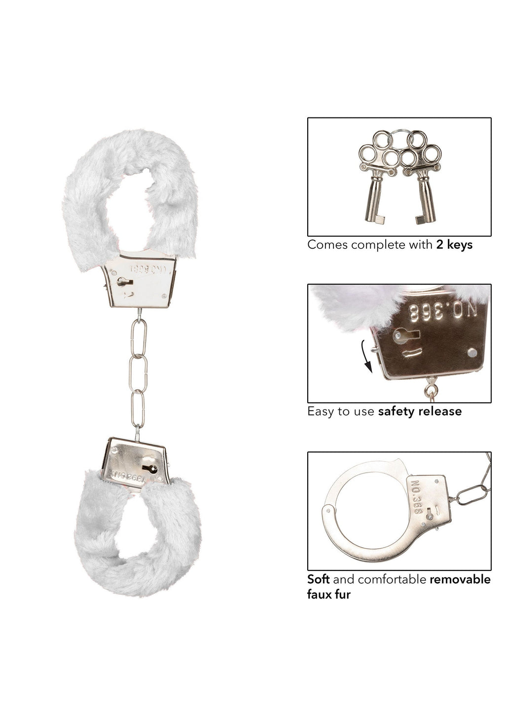 Playful white furry cuffs