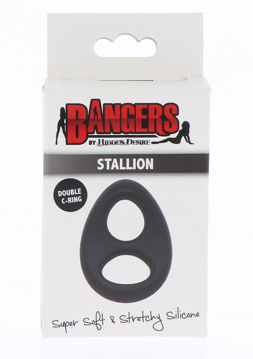 Soft C-ring in black silicone Stallion