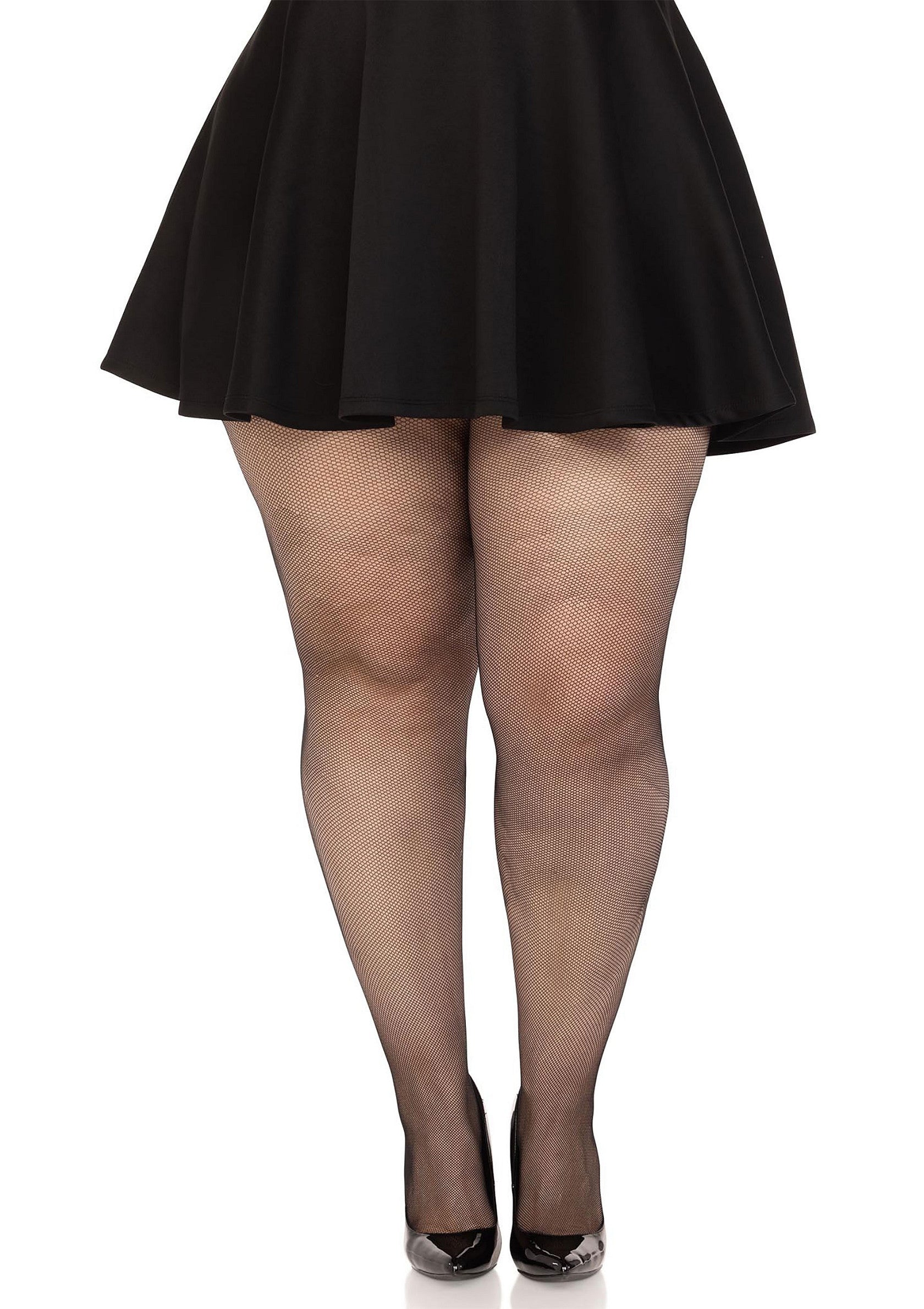 Black Micro-Elastane Plus Fishnet Tights
