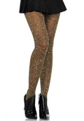 Sheer shimmering lurex tights in black
