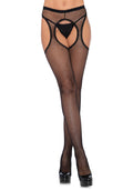 Black fishnet stockings with suspenders