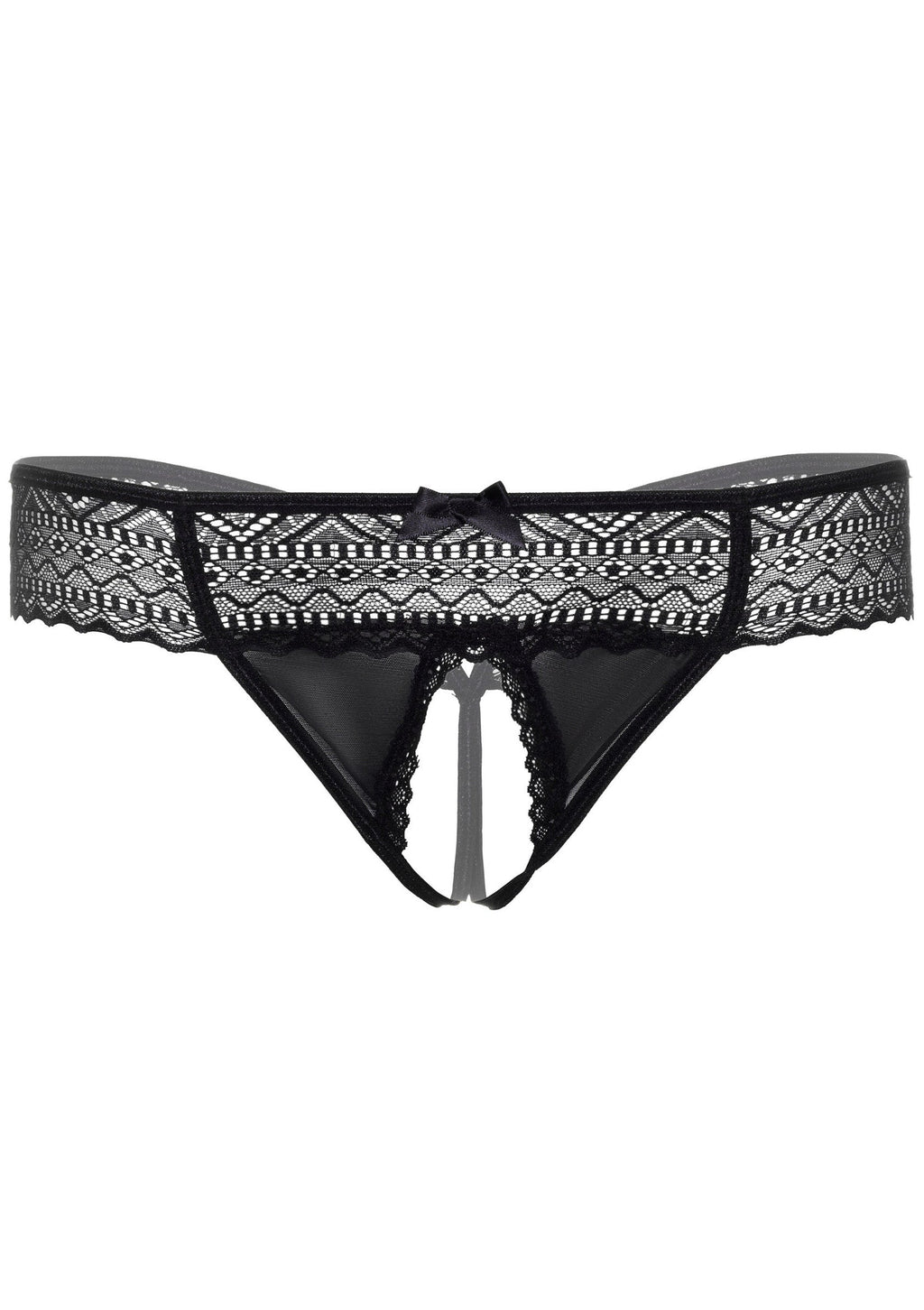 Roxanne black crotchless thong