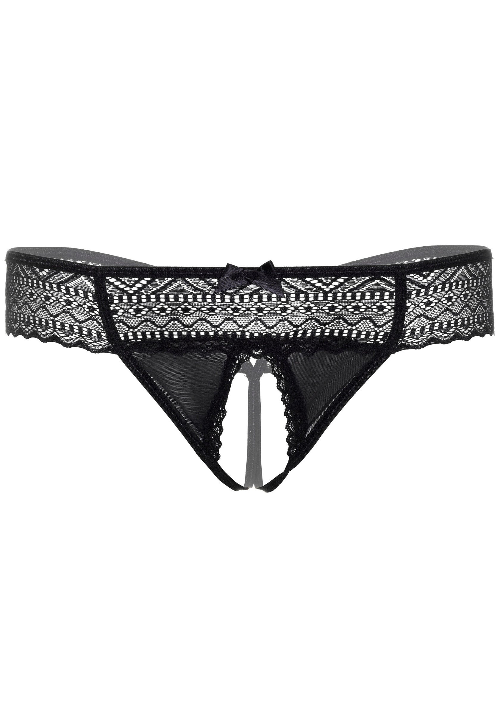 Roxanne black crotchless thong