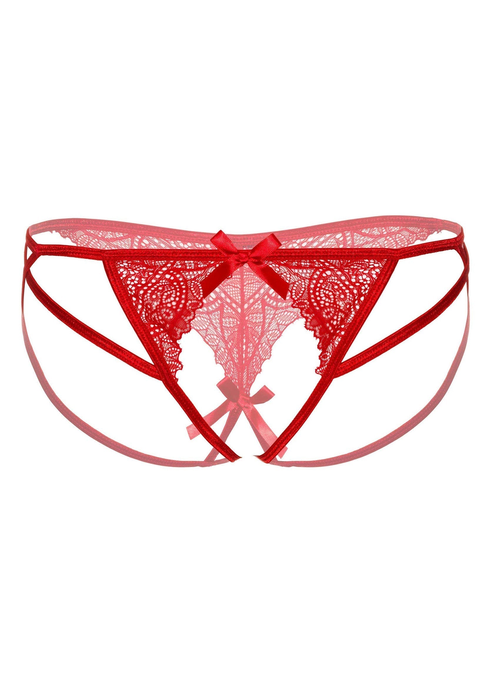 Red crotchless Naomi thong with thin straps