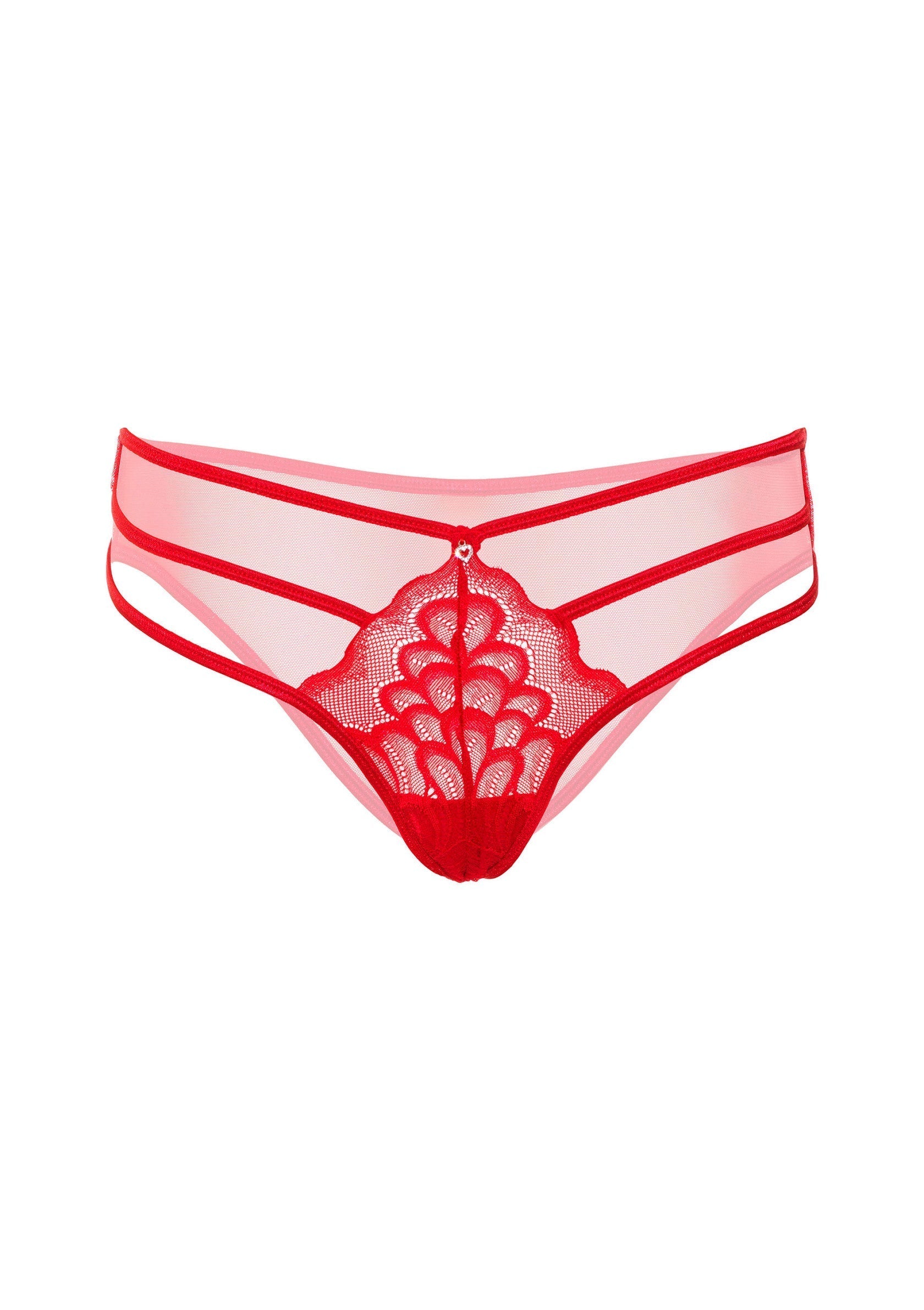 Lace thong with red straps
