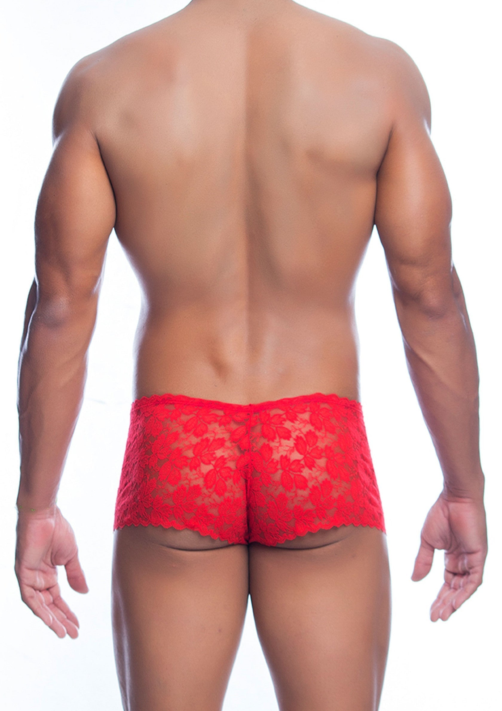 Rose Lace Boy Short red