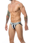 Classic white MOB striped jockstrap