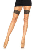 Flesh-colored floral net tights