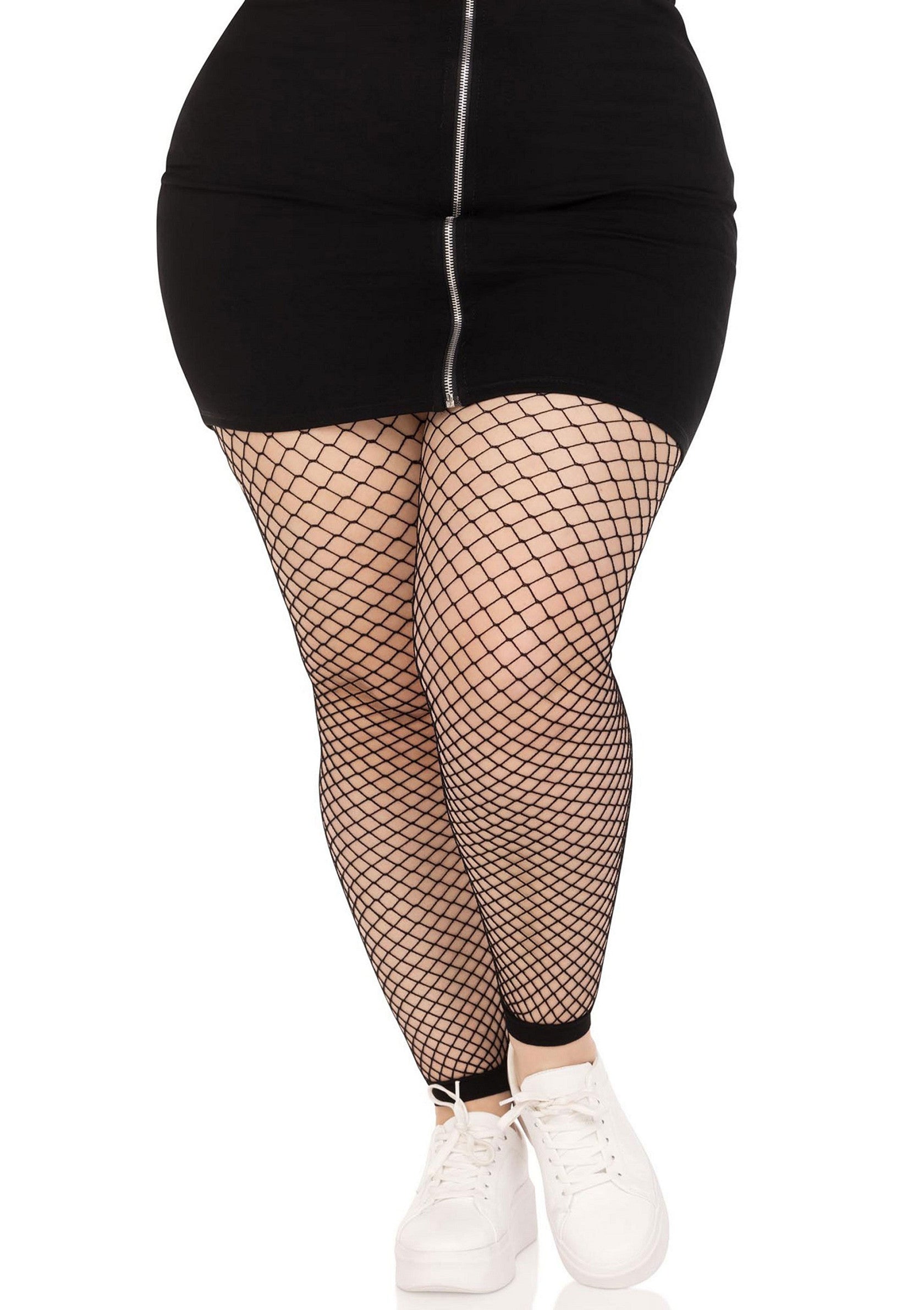 Plus Industrial Fishnet Tights with no feet black