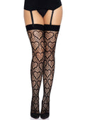 Black Heart Net Hold-Up Stockings