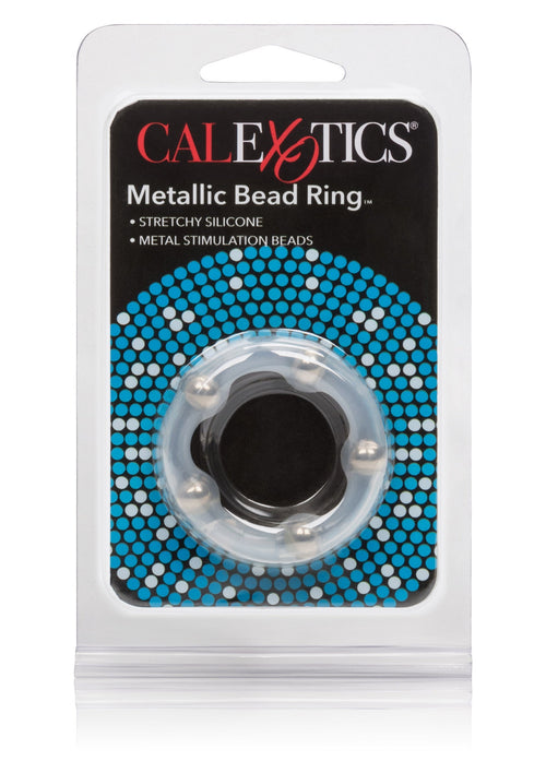 Ring with transparent metallic beads