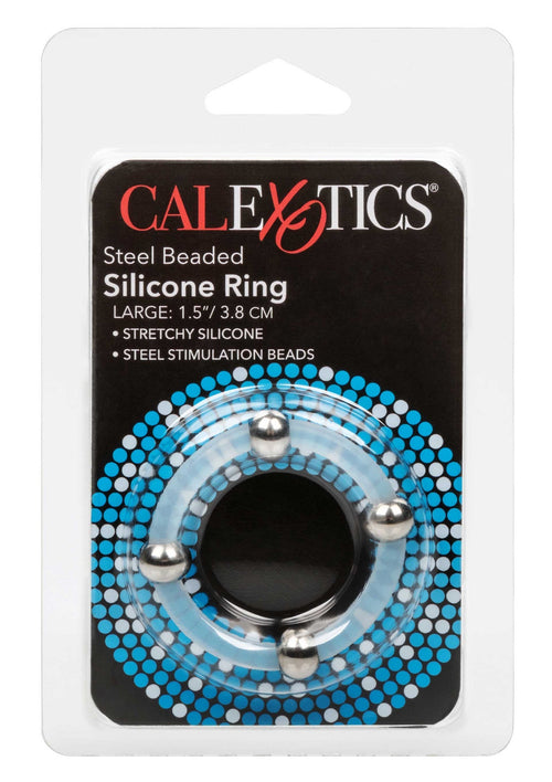 Silicone ring with steel beads L transparent
