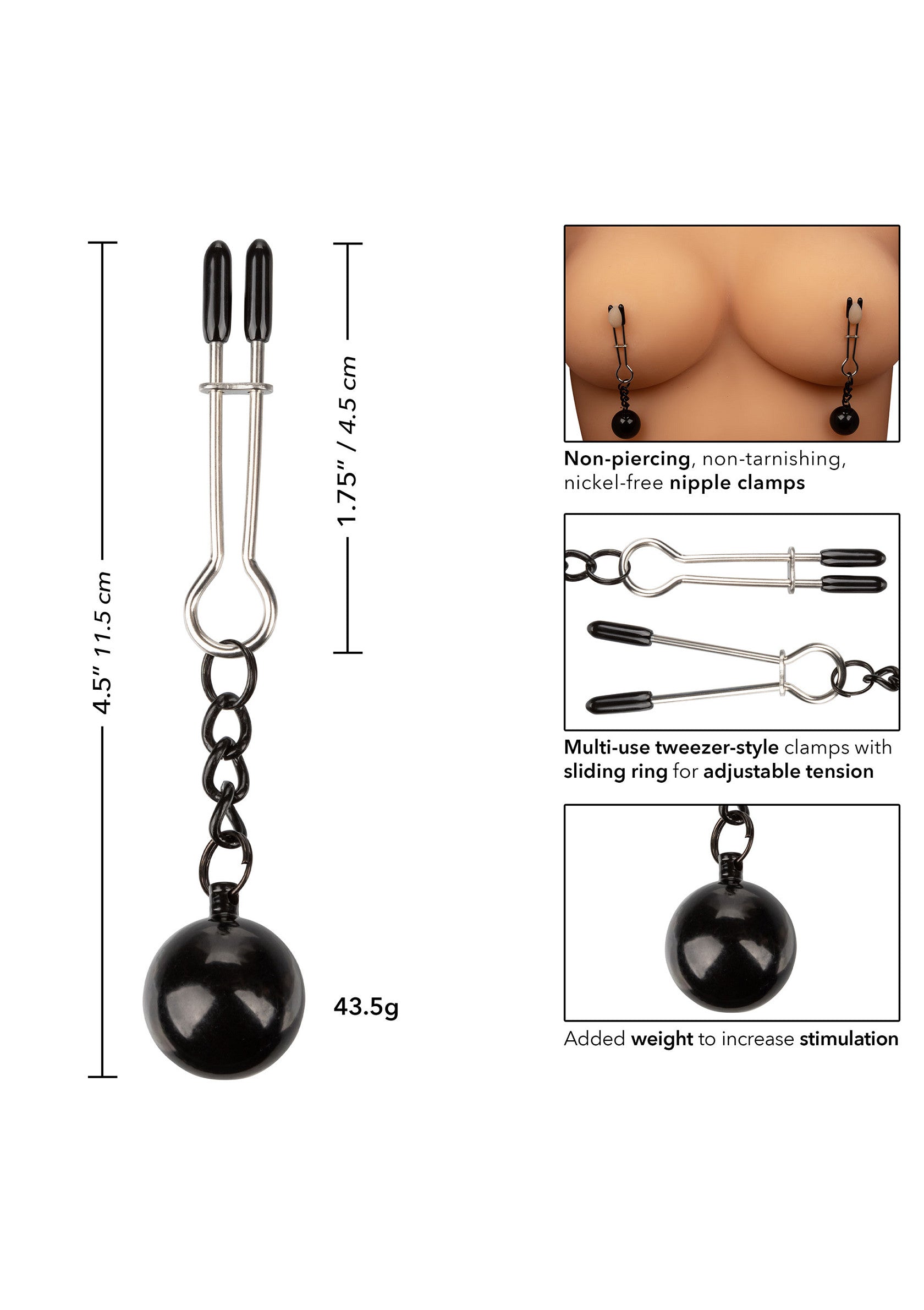 Weighted black nipple clamps