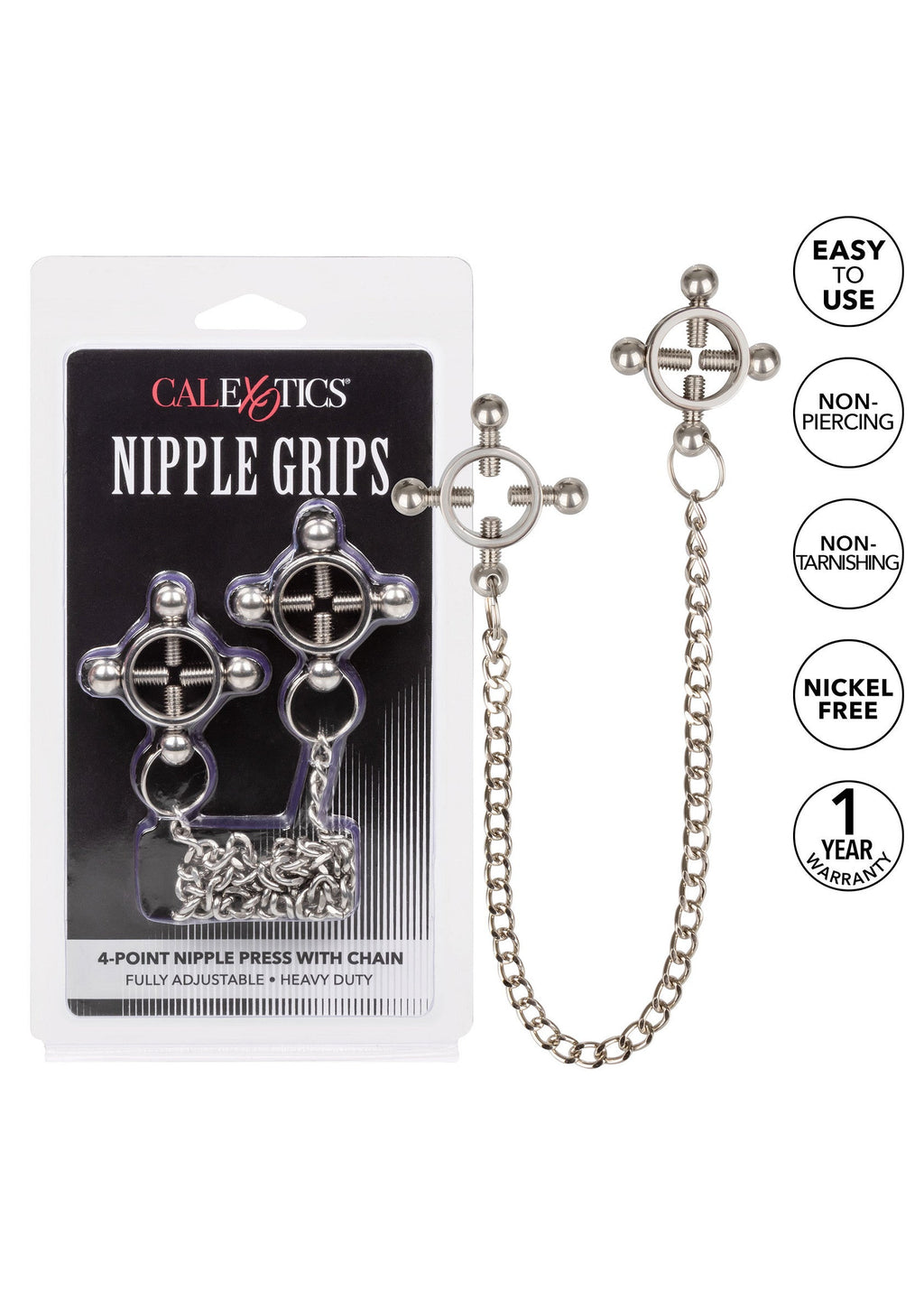 4-point nipple clamp with silver chain