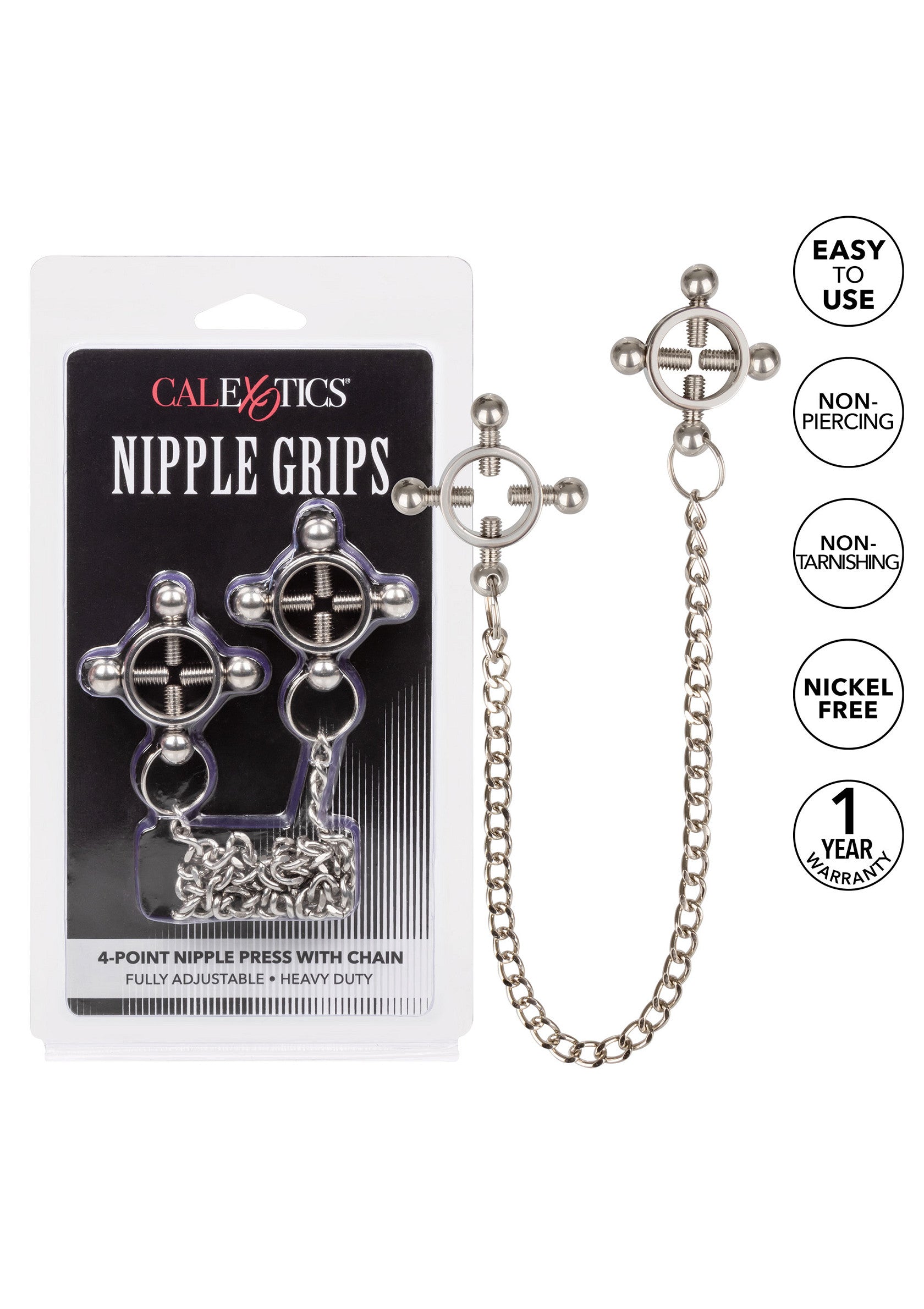 4-point nipple clamp with silver chain