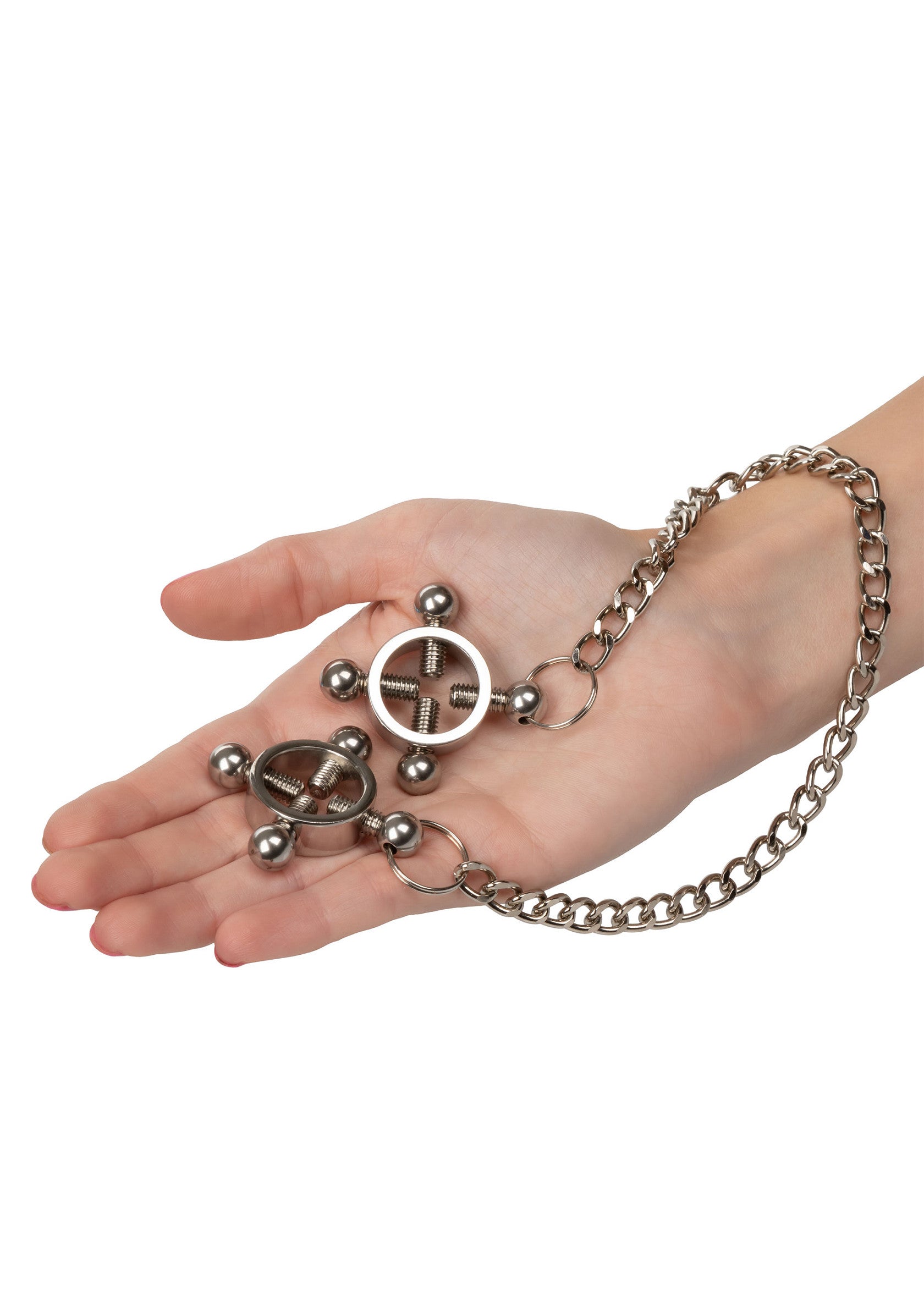 4-point nipple clamp with silver chain