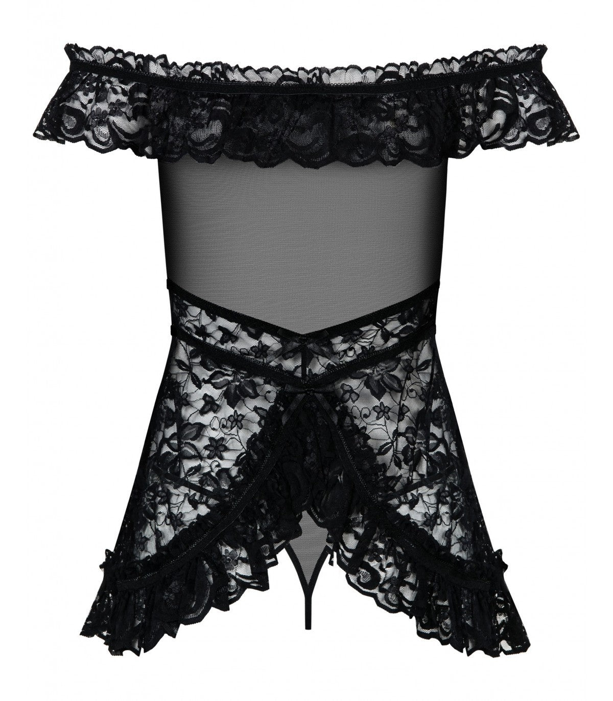 BLACK FLORAL SHIRT AND THONG L/XL