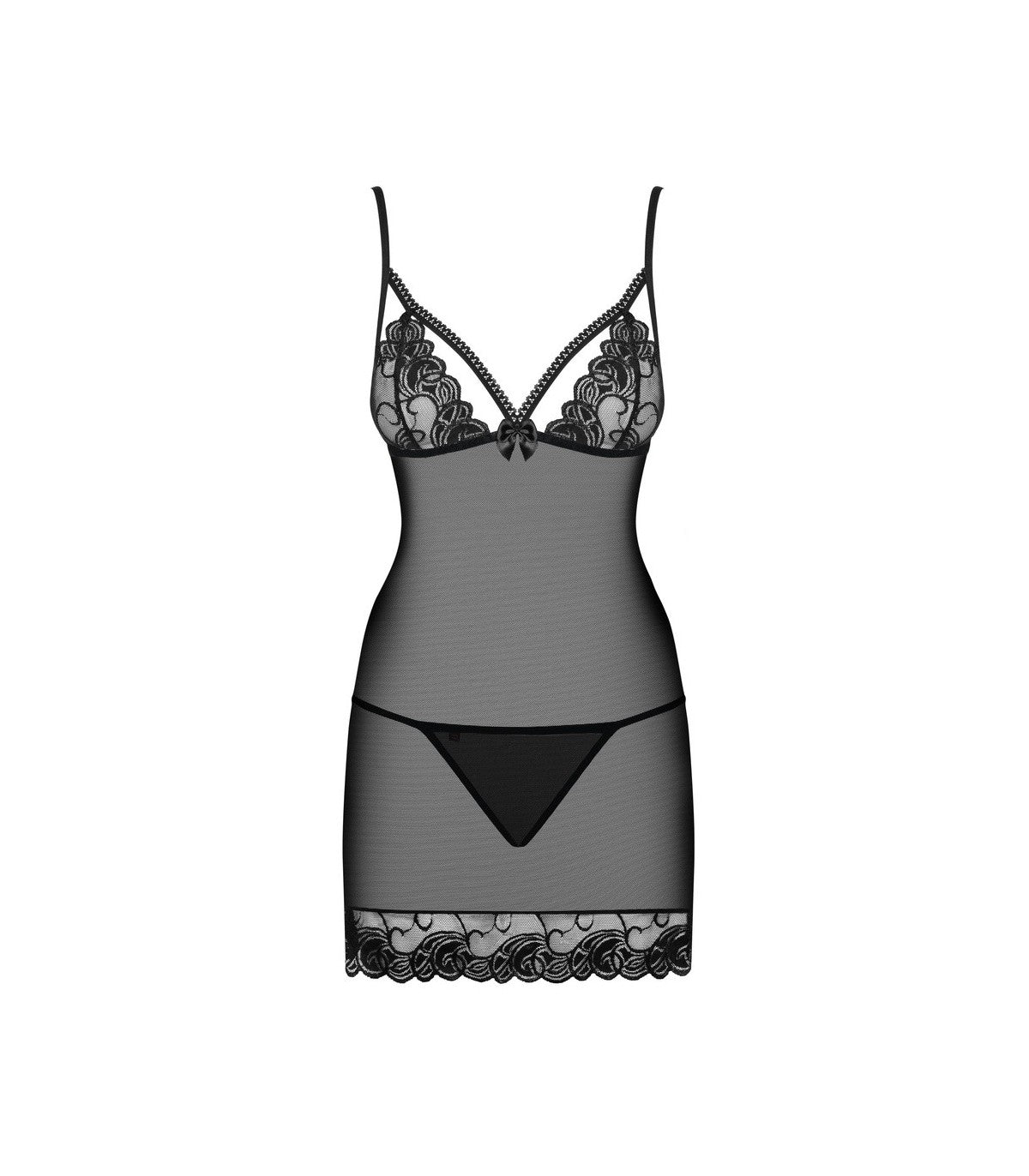 WONDERIA CHEMISE AND THONG BLACK S/M