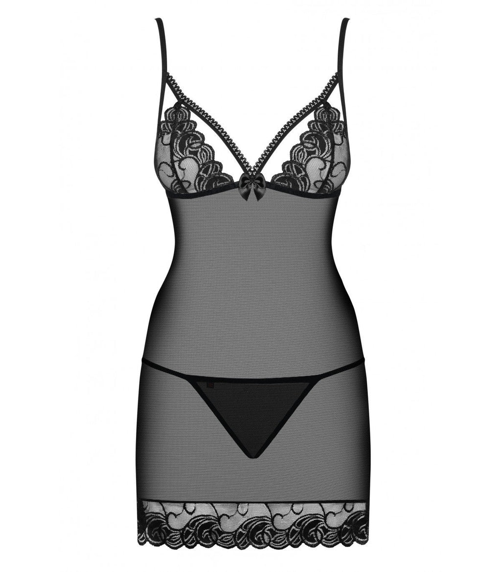 WONDERIA CHEMISE AND THONG BLACK S/M