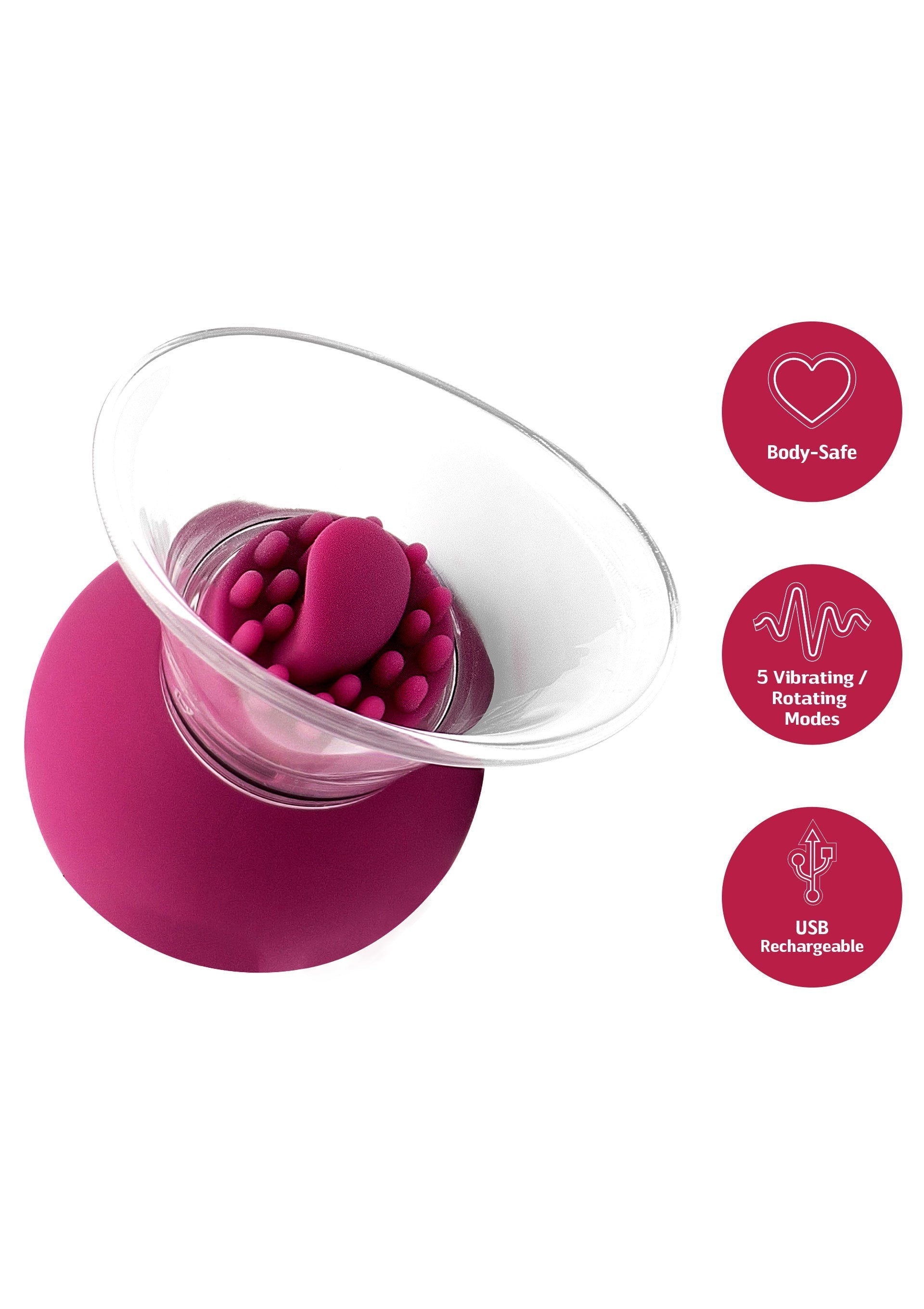 Vibrating and rotating pump for nipples and clitoris, purple