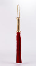 Metallic leather handle flogger with suede falls, red, 18"