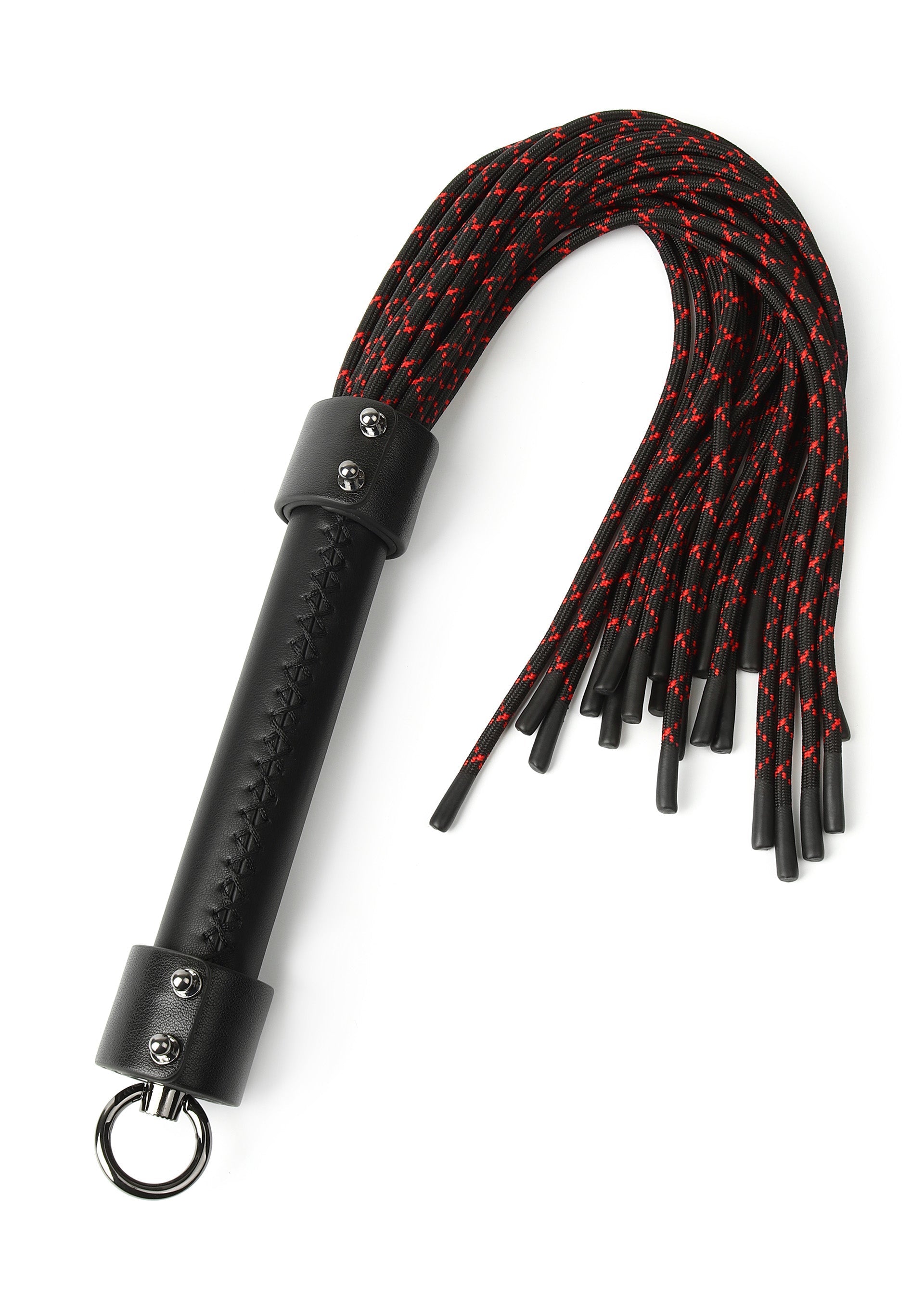 Whip with genuine black leather knot