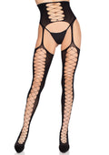 Black stockings with attached suspenders